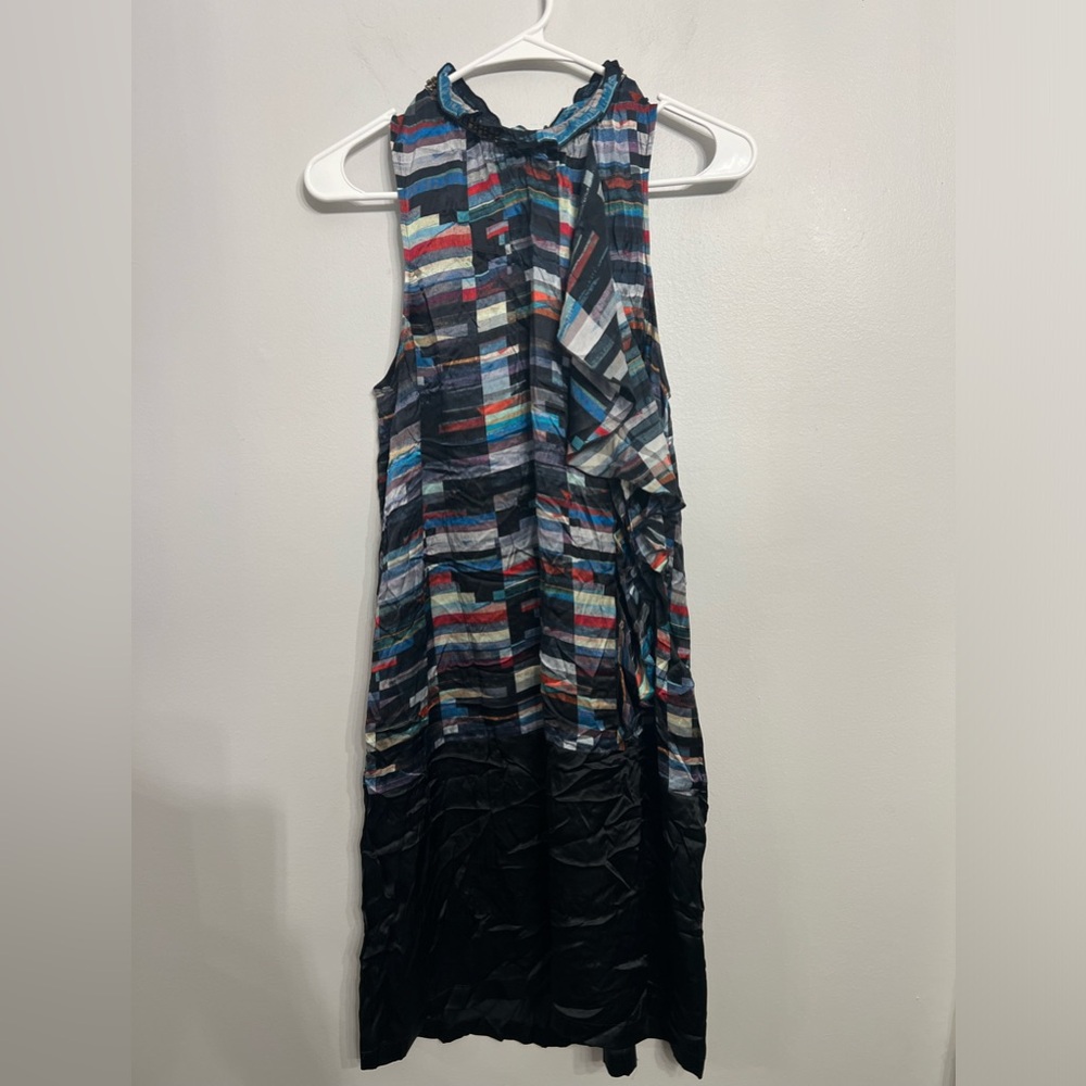 Robert Graham LORENZA Dress‎ Women Size 10 Beaded Collar 100% SILK